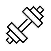 Dumbbell icon representing the fact that grenke funded over 94,000 assets in 2021, including a wide range of exercise machines and equipment.