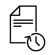 Icon of document with running clock: safe document archive, 10 years of storage, hire agreement management