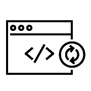 Icon of ever-refreshing software code: up-to-date information, real-time access, hire agreement management
