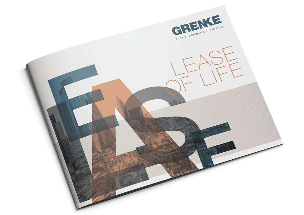 A photo of the physical copy of grenke's Lease of Life research report, detailing the untapped potential and benefits of equipment leasing for SMEs, based on insights from over 600 businesses and over 40 years of industry experience.